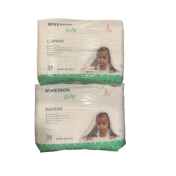McKesson Baby Baby Diaper Size 2 12 to 18 lbs. 34 Ct Lot Of 2 - Picture 2 of 10